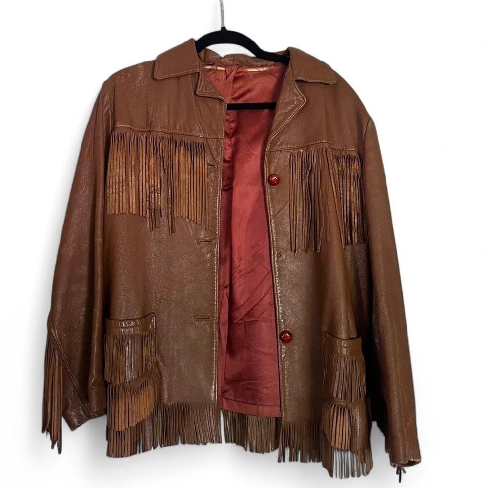 1950S VINTAGE LEATHER FRINGE JACKET